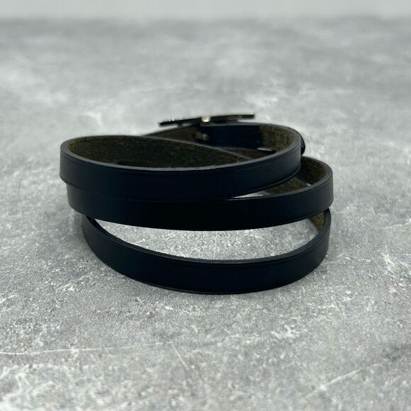NWT Hermes Hapi 3 MM Black Leather Palladium Wrap Bracelet Buckle With Box - Picture 5 of 16